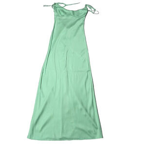 ZARA Mint Green Satin Effect Maxi Dress - Size Medium - 100% Viscose Slip Dress
